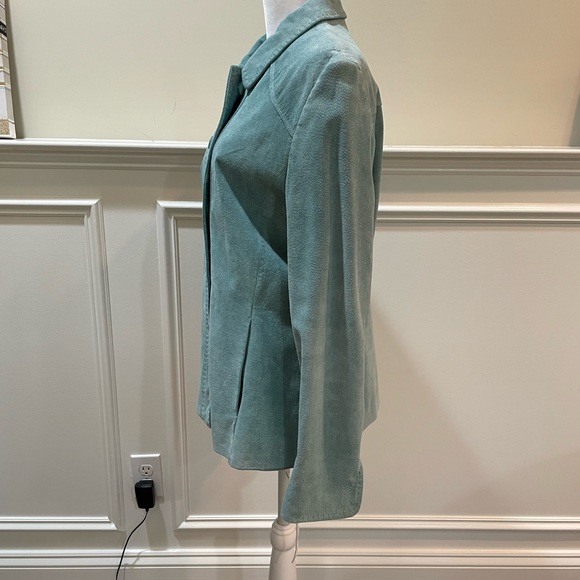 Pendleton Genuine Suede Leather Jacket Size L Seagram Green Blue EUC - Picture 13 of 14